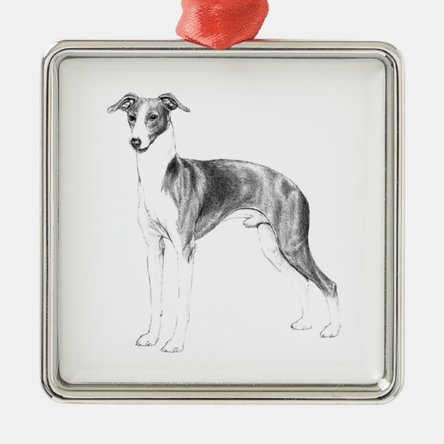 Italian Greyhound Style Metal Tree Decoration (Front)