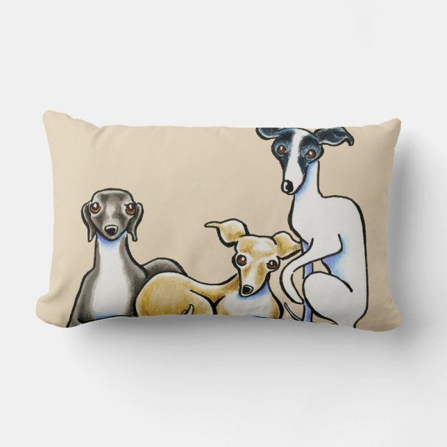 Italian Greyhound Trio Lumbar Cushion (Front)