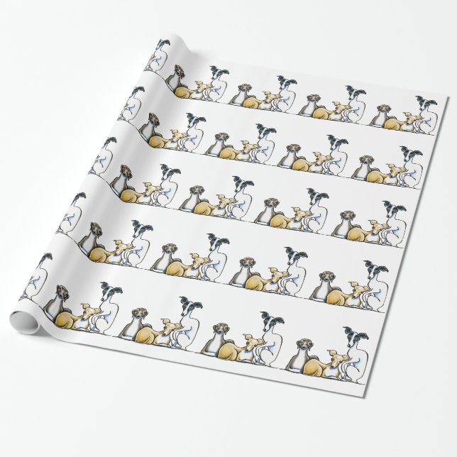 Italian Greyhound Trio Wrapping Paper (Unrolled)