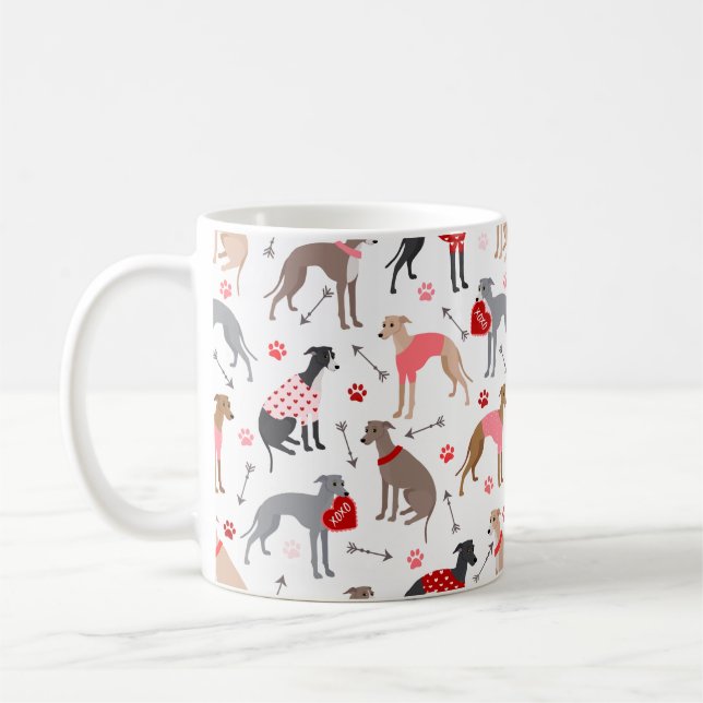 Italian Greyhound Valentine Pattern Coffee Mug (Left)