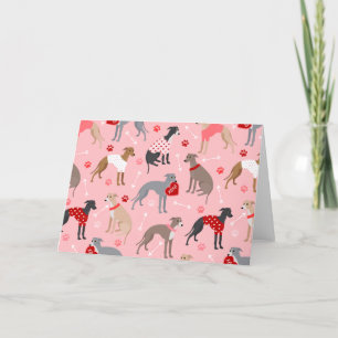 Italian Greyhound Valentine Pattern Holiday Card