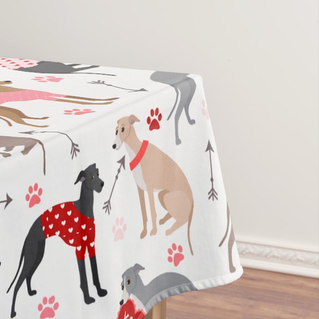 Italian Greyhound Valentine Pattern Tablecloth (In Situ)