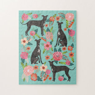 Italian Greyhound Vintage Florals Jigsaw Puzzle