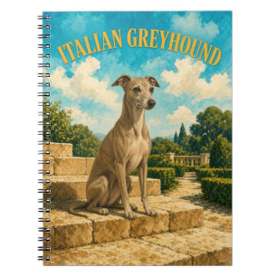 Italian Greyhound, Vintage Watercolor Dog Art Notebook