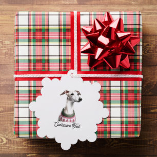 Italian Greyhound Watercolor Editable Christmas Tree Decoration Card