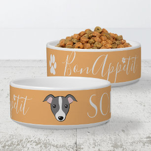 Italian Greyhound Whippet Blue Name Bon appetit Bowl
