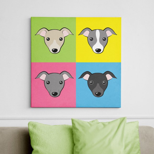 Italian Greyhound Whippet Cute cartoon Pop art Canvas Print (Creator Uploaded)