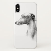 Italian Greyhound Whippet dog portrait drawing art