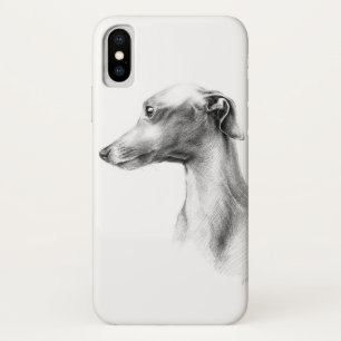 Italian Greyhound Whippet dog portrait drawing art iPhone X Case