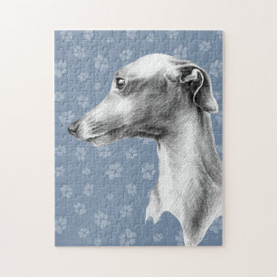 Italian Greyhound Whippet dog portrait drawing art Jigsaw Puzzle