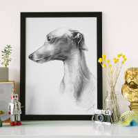 Italian Greyhound Whippet dog portrait drawing art