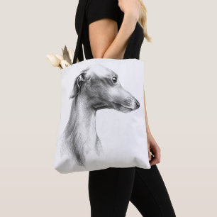 Italian Greyhound Whippet dog portrait drawing art Tote Bag