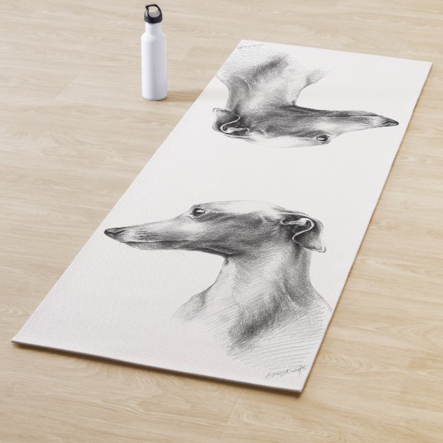 Italian Greyhound Whippet dog portrait drawing art Yoga Mat (In Situ)