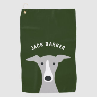 Italian Greyhound Whippet Dog with Custom Name Golf Towel