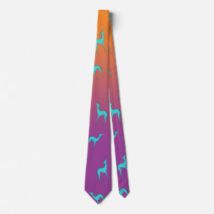 Italian Greyhound Whippet silhouette pattern Ombre Tie