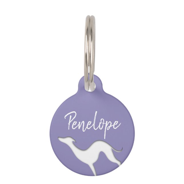 Italian Greyhound Whippet silhouette Personalised Pet Tag (Front)