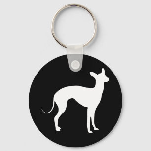 Italian Greyhound White on Black Key Ring