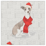 Italian Greyhound Woof Word Art Christmas Fabric