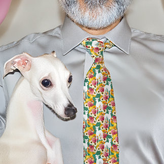 Italian Greyhounds and Flowers Tie