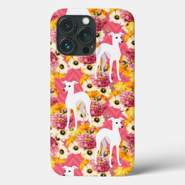 Italian Greyhounds or Whippets with Flowers Case-M Case-Mate iPhone Case (Back)