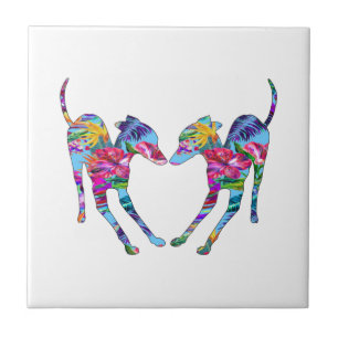 Italian Greyhounds Playing - Tropical Tile