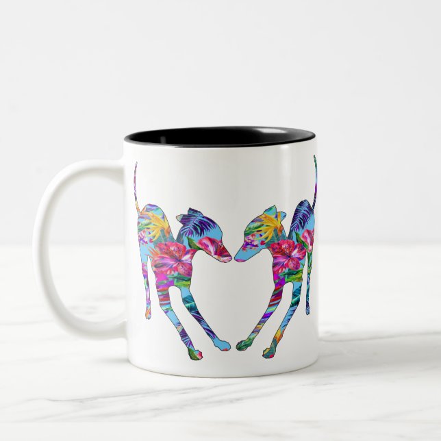 Italian Greyhounds Playing Two-Tone Coffee Mug (Left)