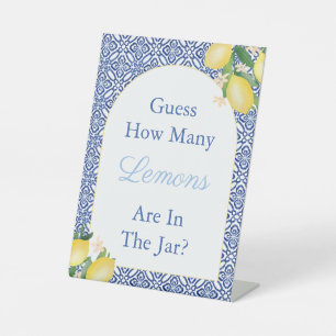 Italian Guess How Many Lemons Baby Shower Game Pedestal Sign