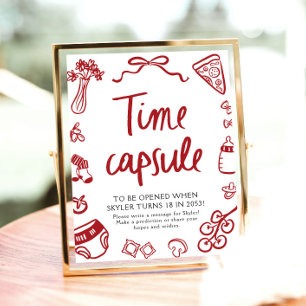Italian Hand Drawn Baby Shower Time Capsule Sign