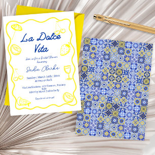 Italian Hand Drawn La Dolce Vita Bridal Shower Invitation