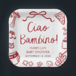 Italian Hand Drawn Pizza Ciao Bambino Baby Shower Paper Plate<br><div class="desc">🍕 Say Ciao Bambino! in style with our Italian Hand Drawn Pizza Baby Shower Paper Plates! Featuring whimsical hand-sketched pizzas, pasta bowls, olive branches, and playful Italian doodles in a rustic red-and-white palette, these plates are perfect for serving up treats while keeping your theme festive and fun. ❤️🎉 Ideal for...</div>