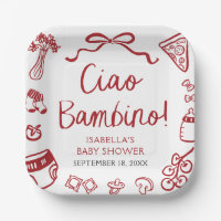 Italian Hand Drawn Pizza Ciao Bambino Baby Shower