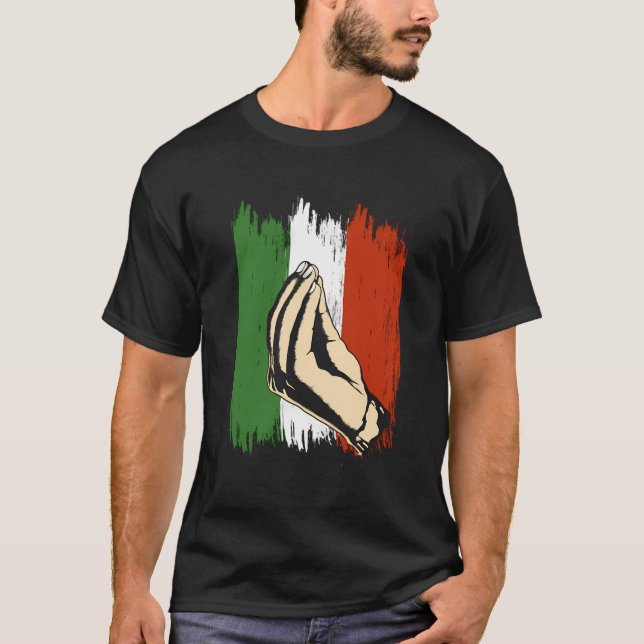 Italian Hand Gesture Italy Flag Italia Pride T-Shirt (Front)