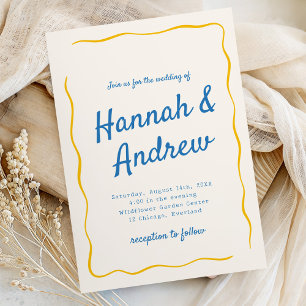 Italian Hand Written Stripes Wedding Invitation