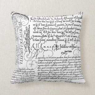 Italian Handwriting Calligraphy Vintage Art Pillow