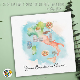 Italian Happy Birthday Card, Buon Compleanno Card, Holiday Card