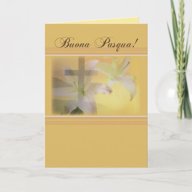 Italian Happy Easter, Yellow Buona Pasqua Holiday Card (Front)