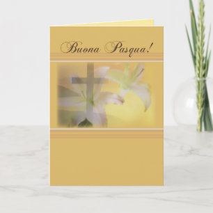 Italian Happy Easter, Yellow Buona Pasqua Holiday Card