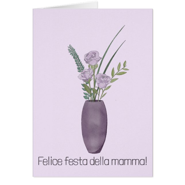 italian Happy Mother’s Day Purple Rose Bouquet (Front)