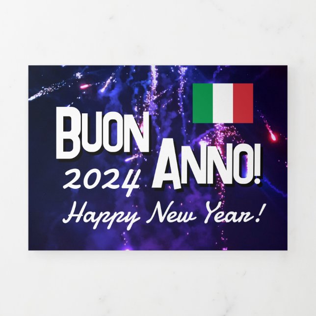 Italian Happy New Year Card with Calendar 2024 (Cover)