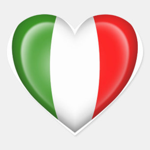 Italian Heart Flag on White Heart Sticker