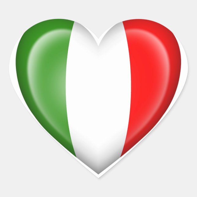 Italian Heart Flag on White Sticker (Front)