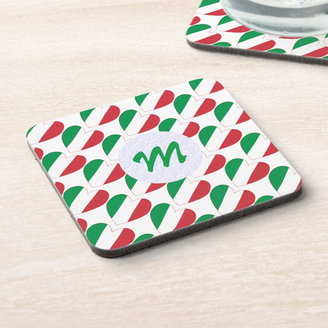 Italian Heart Flag Tiled Personalized Coaster (Left Side)