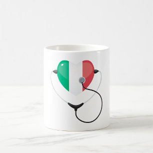 Italian Heart with Stethoscope Healthcare Coffee Mug