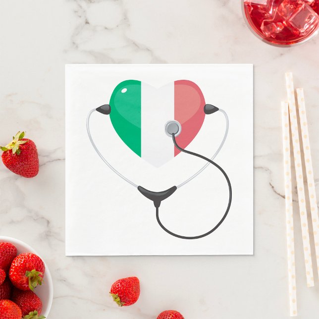 Italian Heart with Stethoscope Healthcare Napkin (Creator Uploaded)
