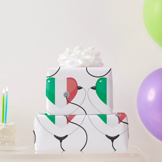 Italian Heart with Stethoscope Healthcare Wrapping Paper (Creator Uploaded)