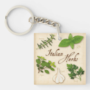 Italian Herbs, Basil, Oregano, Parsley, Garlic Key Ring