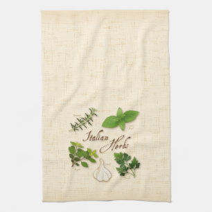 Italian Herbs, Basil, Oregano, Parsley, Garlic Tea Towel