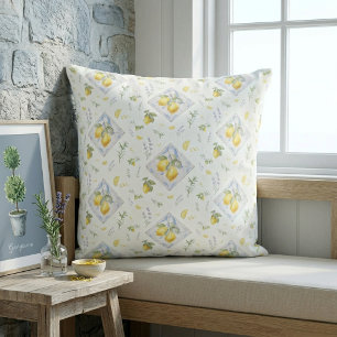Italian Heritage Riviera Accent Watercolor Lemon Cushion
