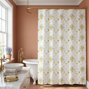 Italian Heritage Riviera Bath Watercolor Lemon Shower Curtain