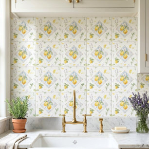 Italian Heritage Riviera Decor Watercolor Lemon Tile